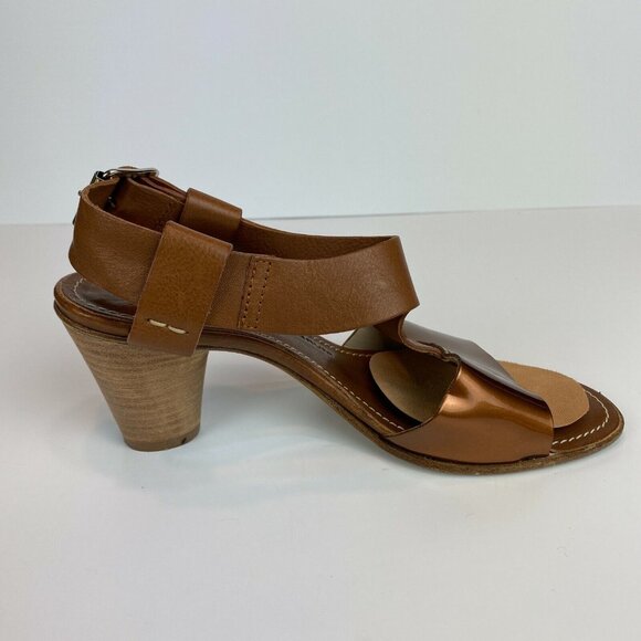 AGL Attilio Giusti Leombruni Heels Sandals 5.5‎ Brown Copper Patent Leather 35.5 - Picture 9 of 11
